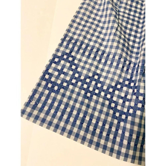 Vintage Blue and White Checkered Half Apron One Pocket 19  Inch Long Tie Back - Picture 2 of 11